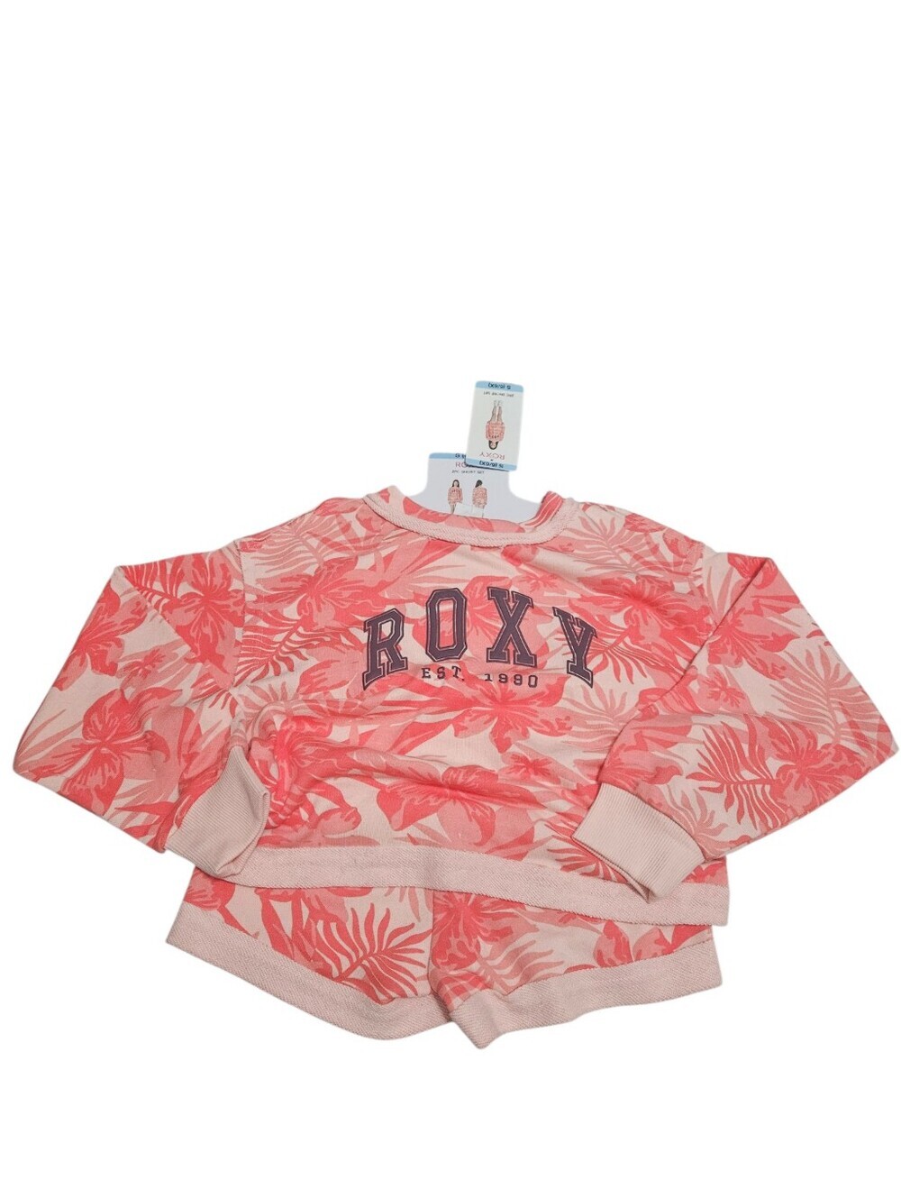 Roxy Coral Pink Tropical Pullover and Shorts Set Girls NEW Size 6